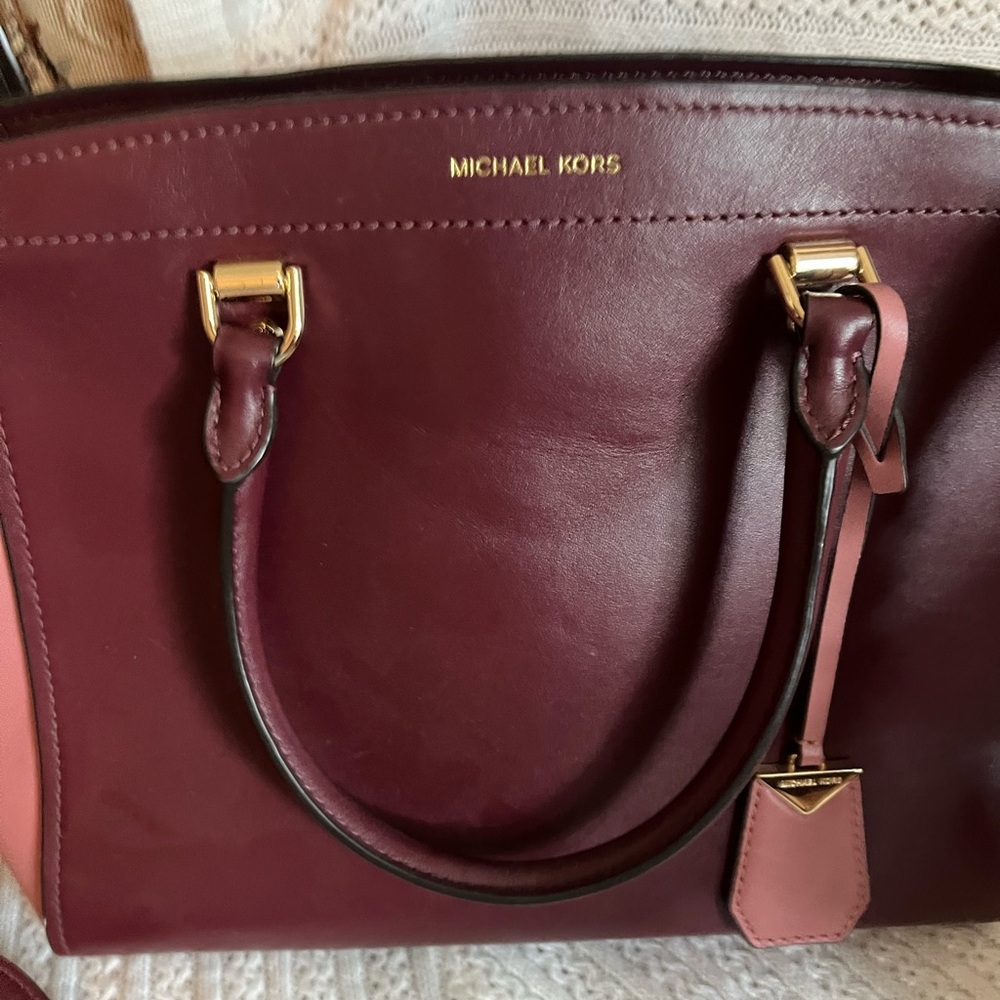 Michael Kors Maroon and Rose Satchel - Picture 2 of 8